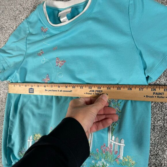 Vintage 90s Y2K Top Petite Small PS Embroidery Beaded Cottagecore Floral Garden - Picture 7 of 12